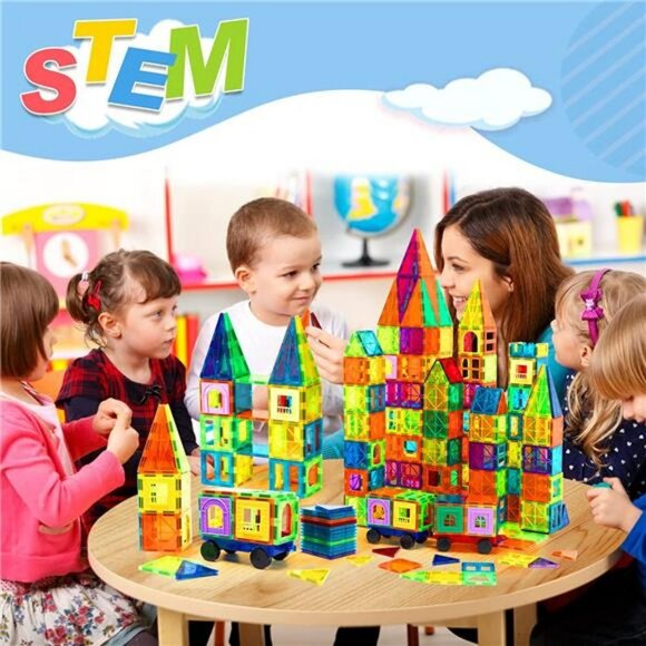 Magnetic Building Tiles for Kids,Educational Magnetic Stacking Blocks for kids - Picture 3 of 7